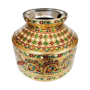 Peacock Designed, Meenakari Decorated, Big Stainless Steel Water Pot